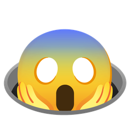 face screaming in fear and hole