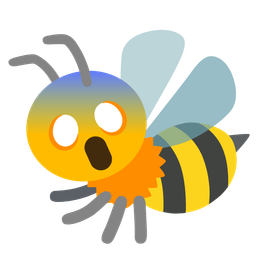 face screaming in fear and honeybee