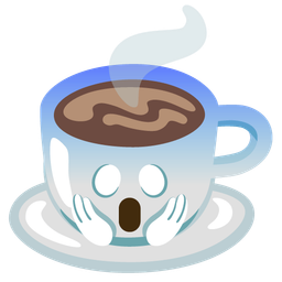 face screaming in fear and hot beverage