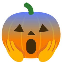 face screaming in fear and jack-o-lantern