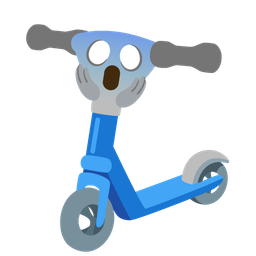 face screaming in fear and kick scooter