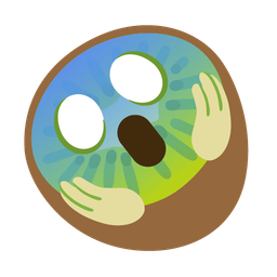 face screaming in fear and kiwi fruit