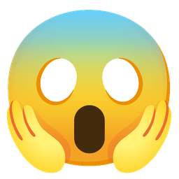 face screaming in fear and light blue heart