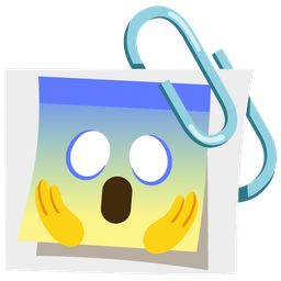 face screaming in fear and linked paperclips