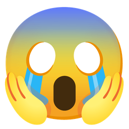 face screaming in fear and loudly crying face