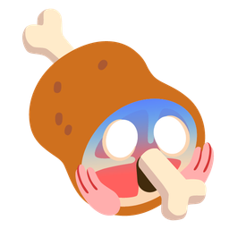 face screaming in fear and meat on bone