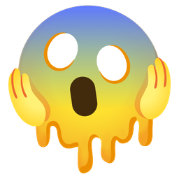 Face screaming in fear and Melting face