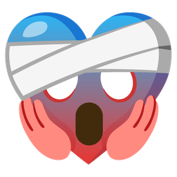 face screaming in fear and mending heart