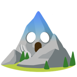 face screaming in fear and mountain