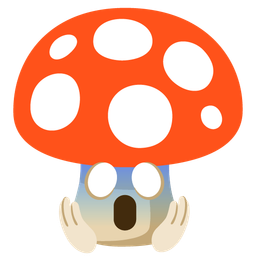 face screaming in fear and mushroom