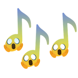 face screaming in fear and musical notes