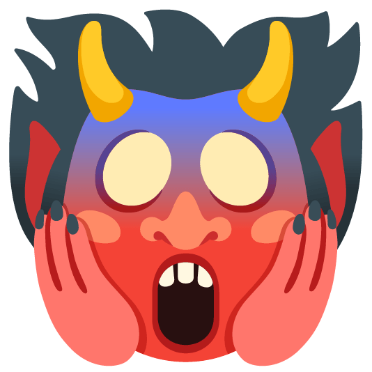 Face screaming in fear and Ogre