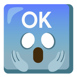 face screaming in fear and OK button