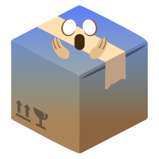 Face screaming in fear and Package