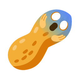 face screaming in fear and peanuts