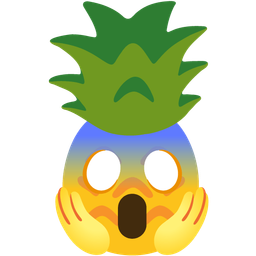 face screaming in fear and pineapple