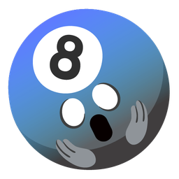 face screaming in fear and pool 8 ball