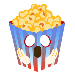 face screaming in fear and popcorn