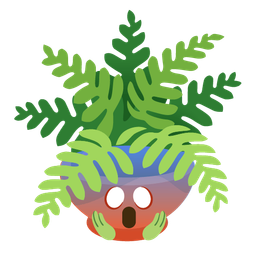 face screaming in fear and potted plant