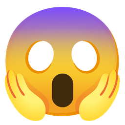 face screaming in fear and purple heart