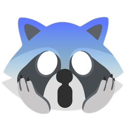 face screaming in fear and raccoon