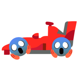 face screaming in fear and racing car