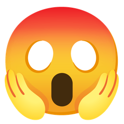 face screaming in fear and red heart