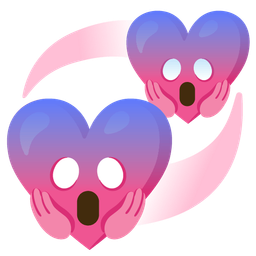 face screaming in fear and revolving hearts