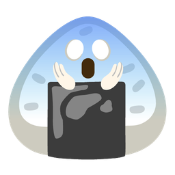 face screaming in fear and rice ball