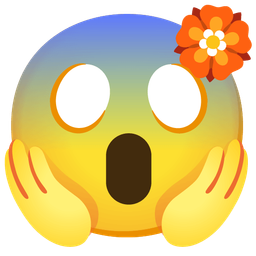 face screaming in fear and rosette