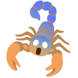 face screaming in fear and scorpion