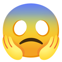 face screaming in fear and slightly frowning face