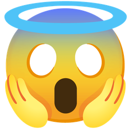 Face screaming in fear and Smiling face with halo