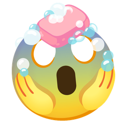 face screaming in fear and soap