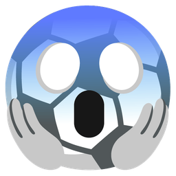 face screaming in fear and soccer ball