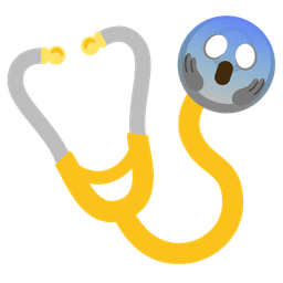 face screaming in fear and stethoscope