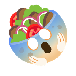 face screaming in fear and stuffed flatbread