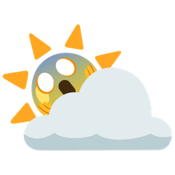 face screaming in fear and sun behind cloud