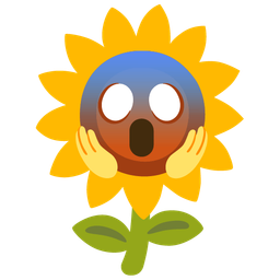 face screaming in fear and sunflower