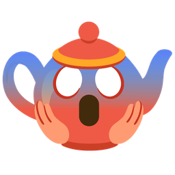 face screaming in fear and teapot