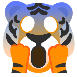 face screaming in fear and tiger face
