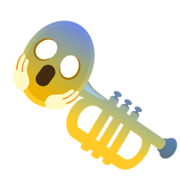 face screaming in fear and trumpet