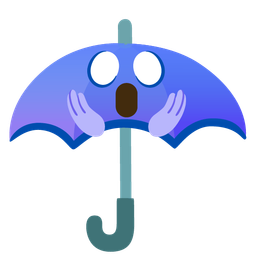 face screaming in fear and umbrella