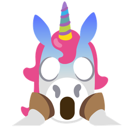 face screaming in fear and unicorn