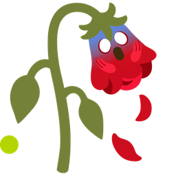 face screaming in fear and wilted flower