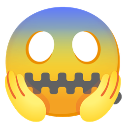 face screaming in fear and zipper-mouth face