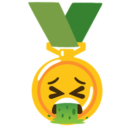 face vomiting and 1st place medal