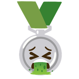 face vomiting and 2nd place medal