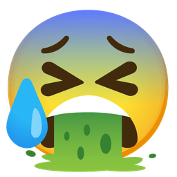 face vomiting and anxious face with sweat