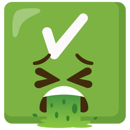 face vomiting and check mark button